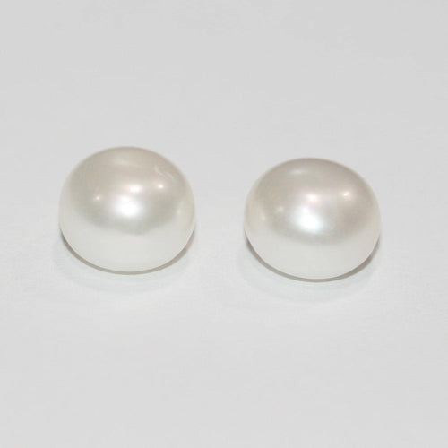 1 Pair High Cultured Button Pearl 10.5-11mm.-Approx.-Half Drill. Button Natural  Pearl-Price Per 1 Pair- Pearl Earring