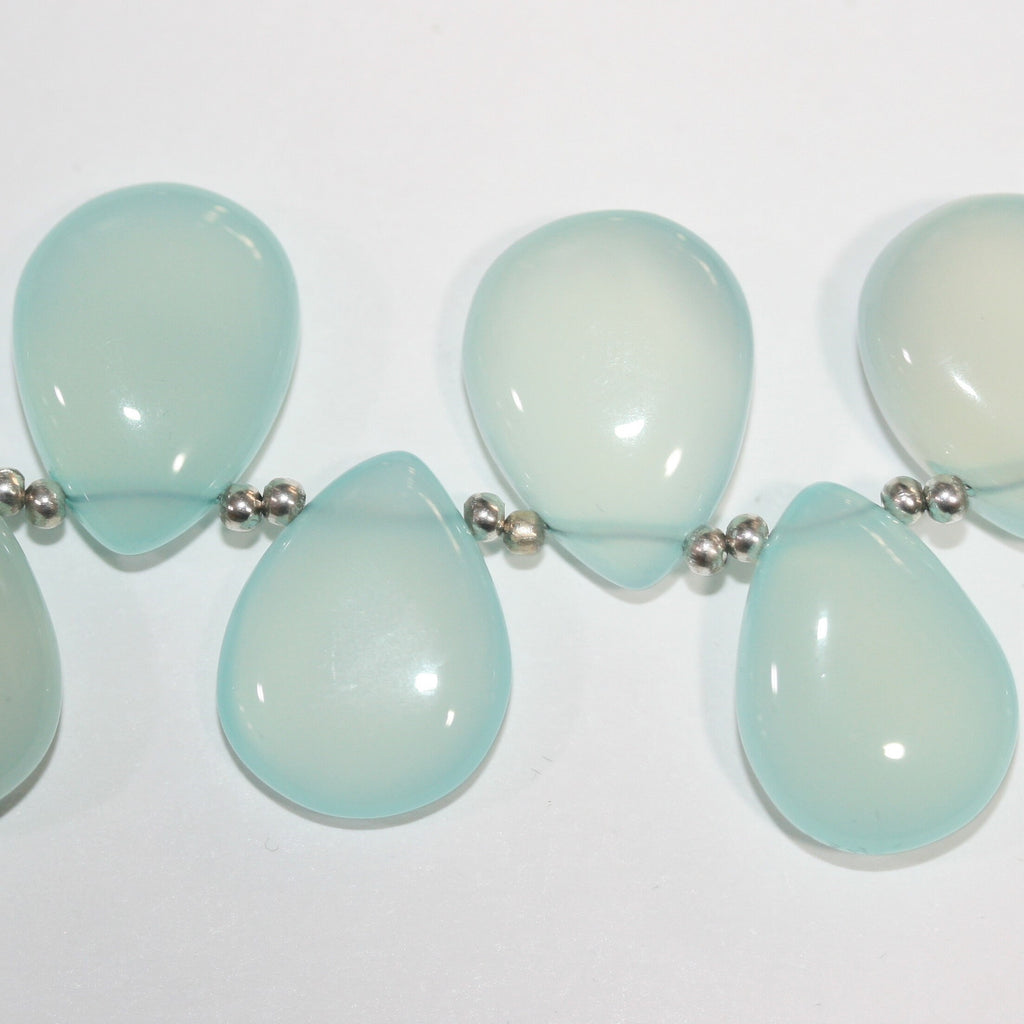 Cuentas lisas de calcedonia azul verdosa de 8" de largo, 18 x 13 mm. Aprox. - Hilo de 21 cm.