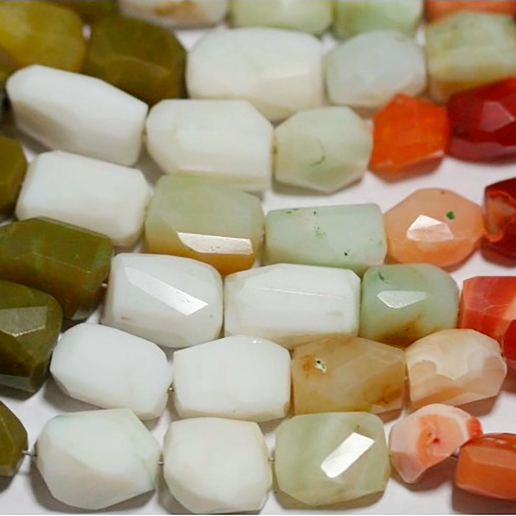 Cuentas de ópalo facetadas surtidas de 8" (11 x 7 mm). Hilo de 20 cm aprox.