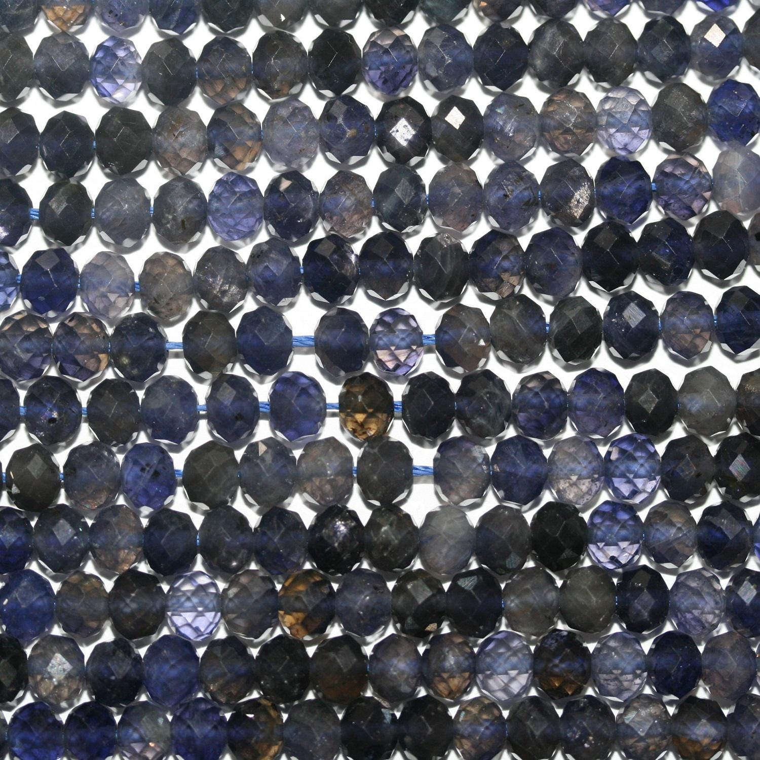 Perles rondelles à facettes en st iolite 15" 6x4mm.- Brin 39cm.