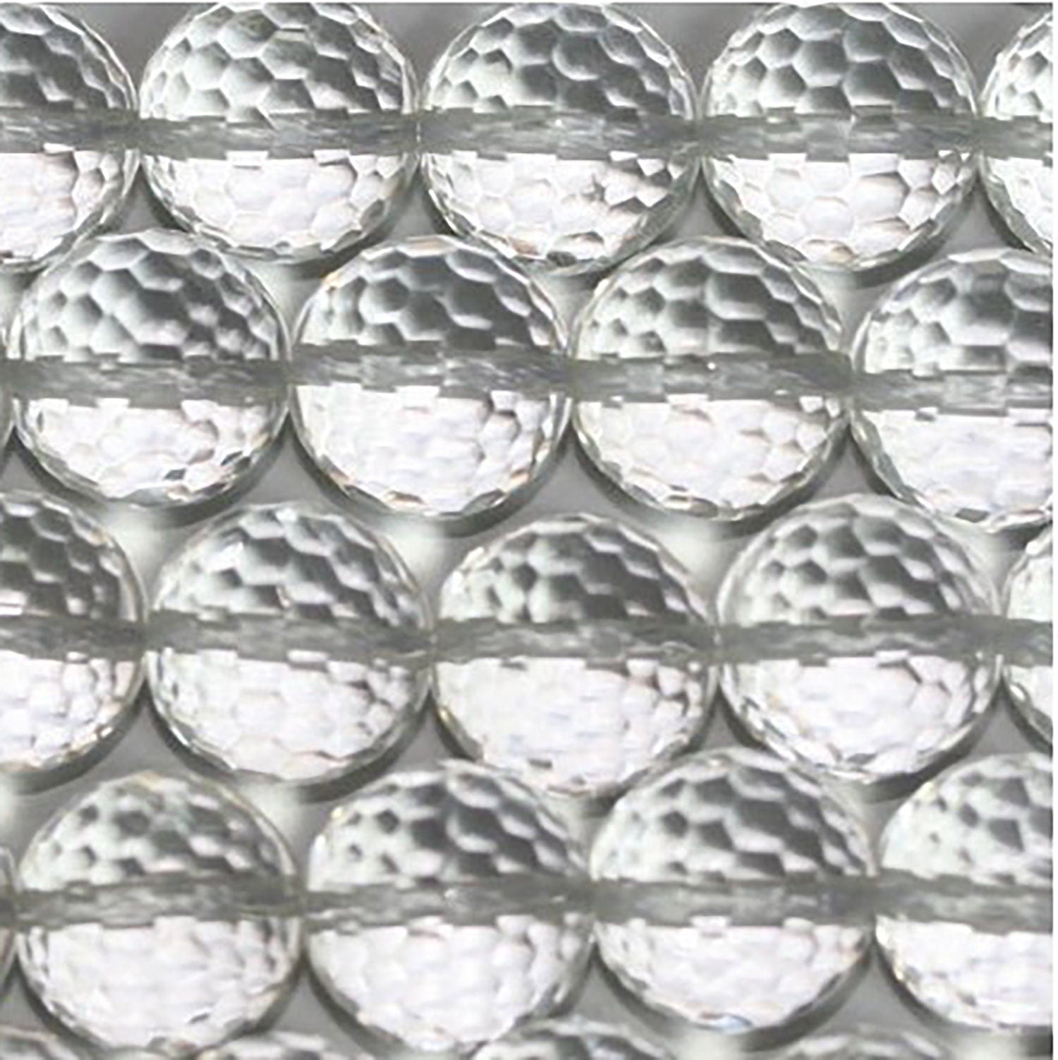 Perles rondes à facettes en cristal de roche St 15" (10 mm) - Fil de 39 cm