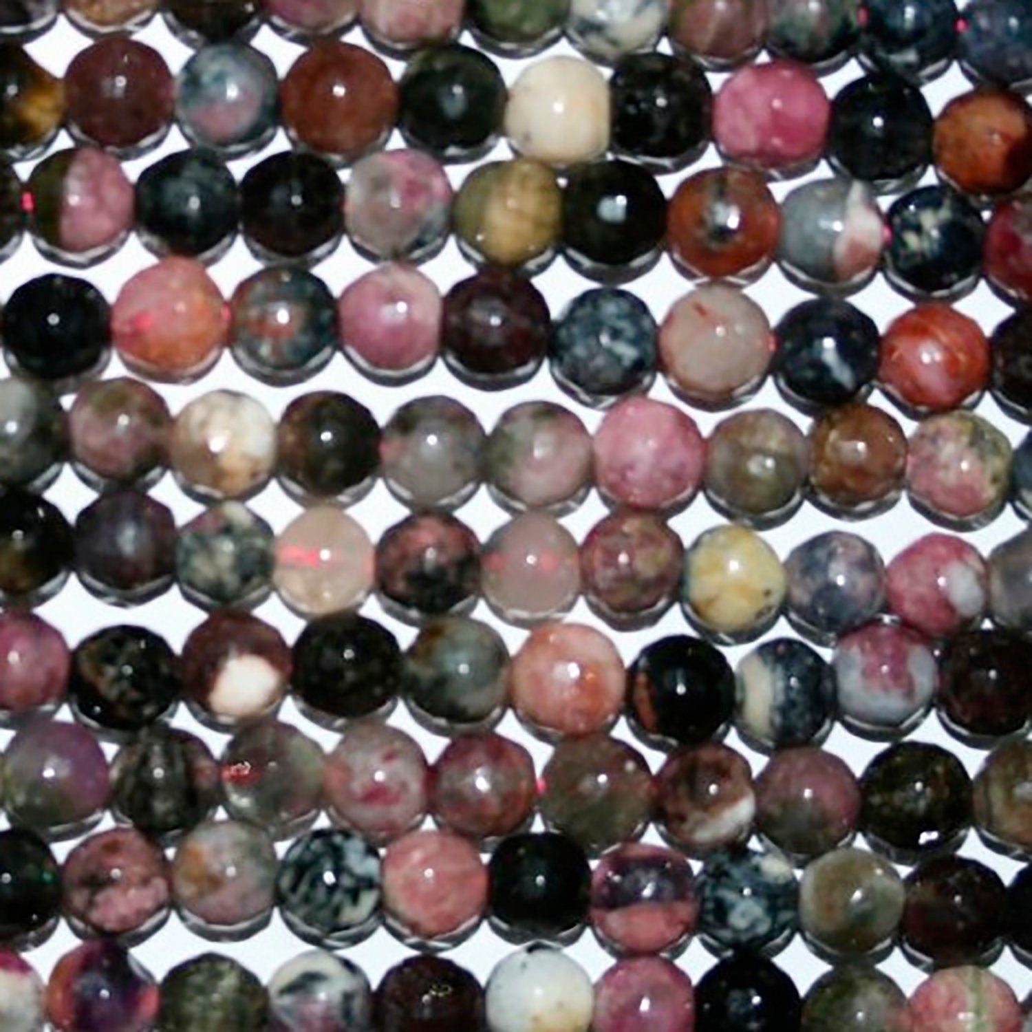 16" Cuentas Redondas Facetadas de Turmalina St 6mm.-Hilo 40cm.