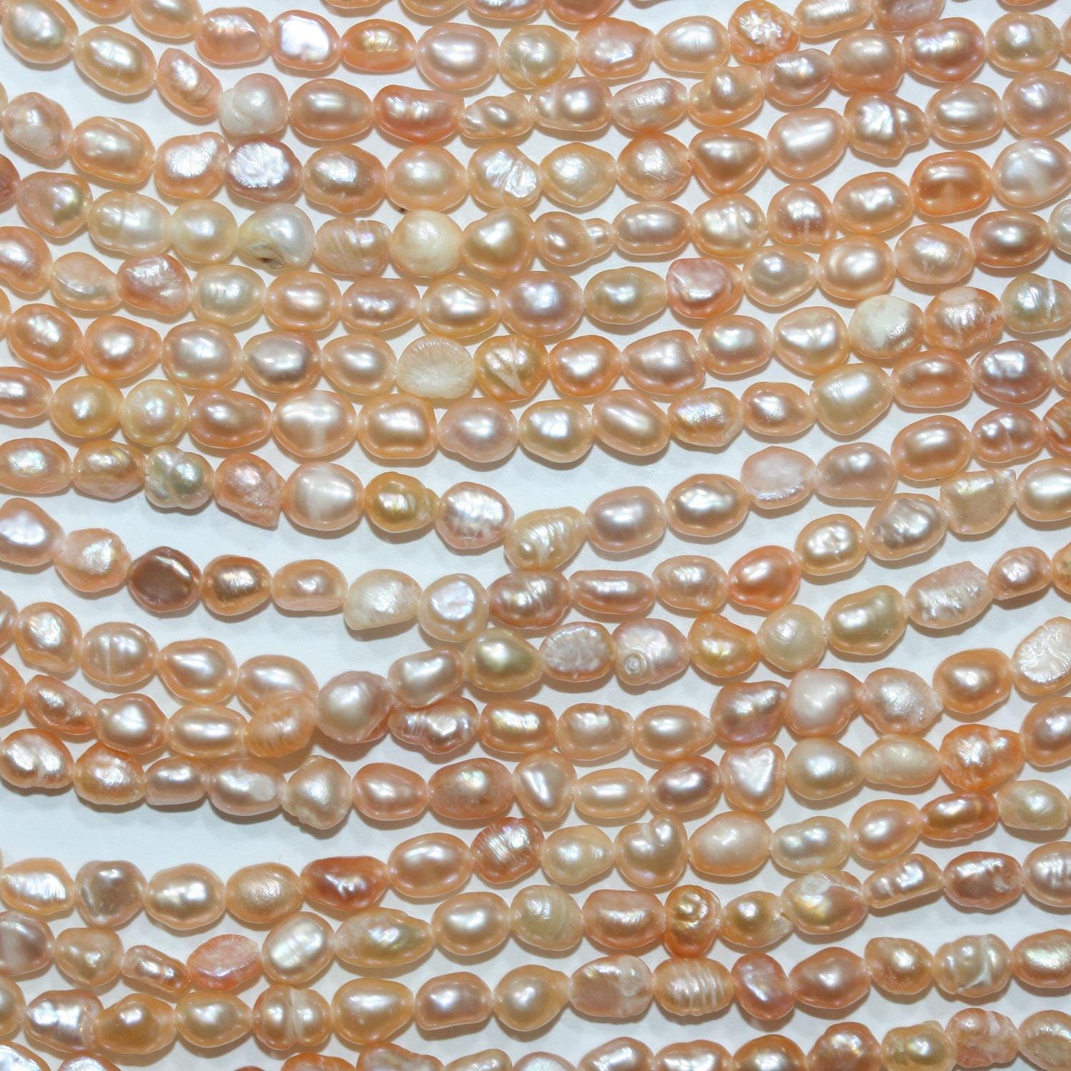 11" St Freshwater Salmon Baroque Pearl Beads 3-3.5mm.-Strand 34cm.-Item.14767 -Natural Pearls wholesale Prices