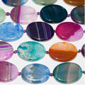 Perles ovales lisses en agate multicolore de 34 x 24 mm, 15 pouces (38 cm). Longueur du fil : 39 cm.