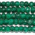 14" St Emerald Faceted Rondelle Beads 7x4mm.-Strand 37cm