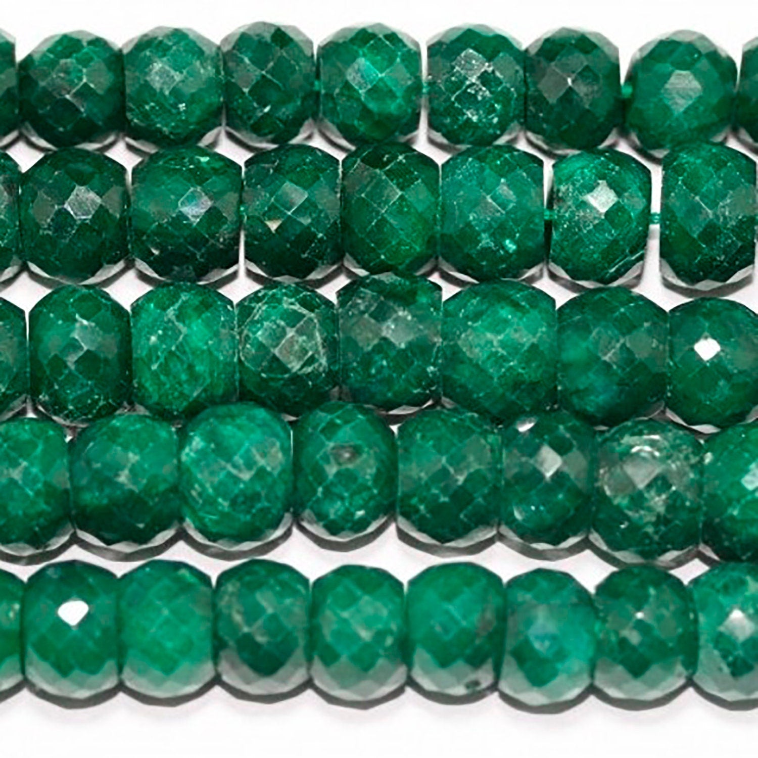 14" St Emerald Faceted Rondelle Beads 7x4mm.-Strand 37cm