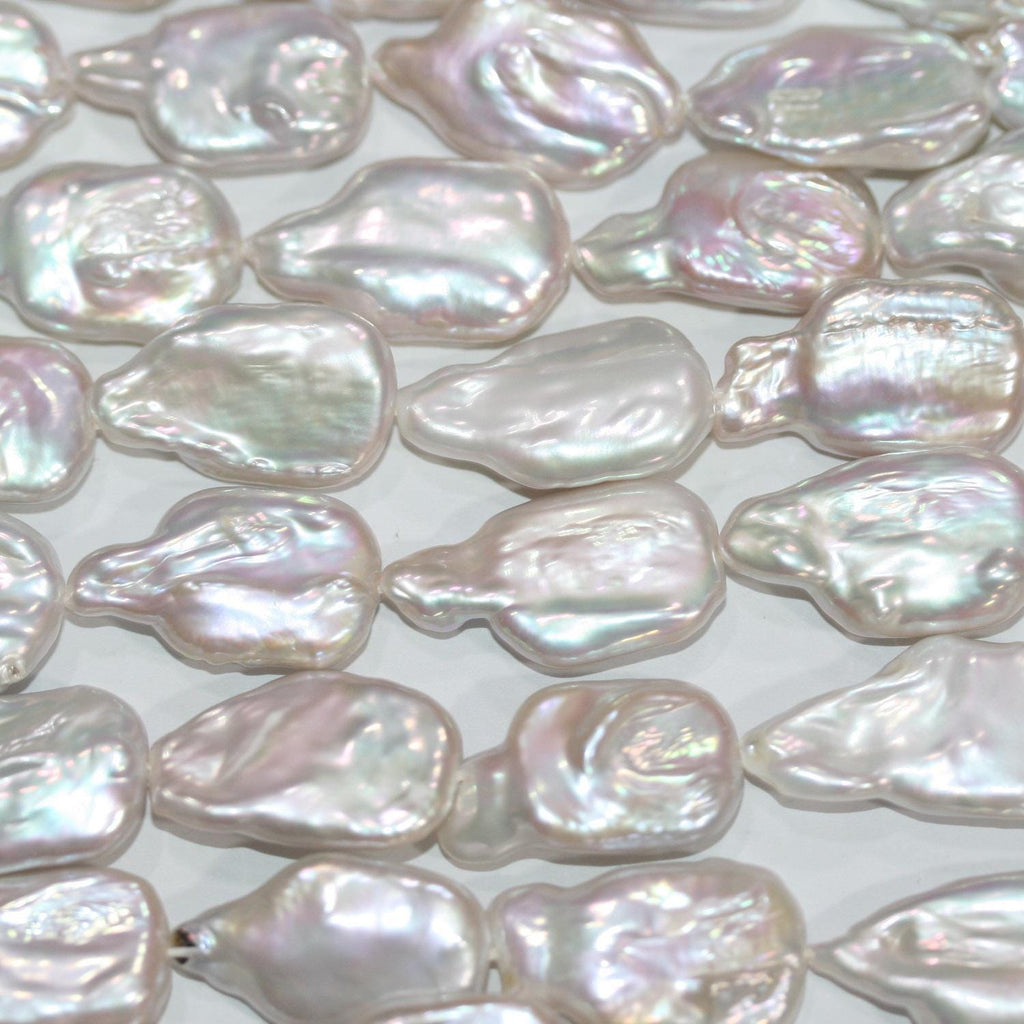Perlas ovaladas blancas de agua dulce de 15" (23 x 14 mm aprox.) - Hilo de 39 cm - Perlas naturales - Precios al por mayor
