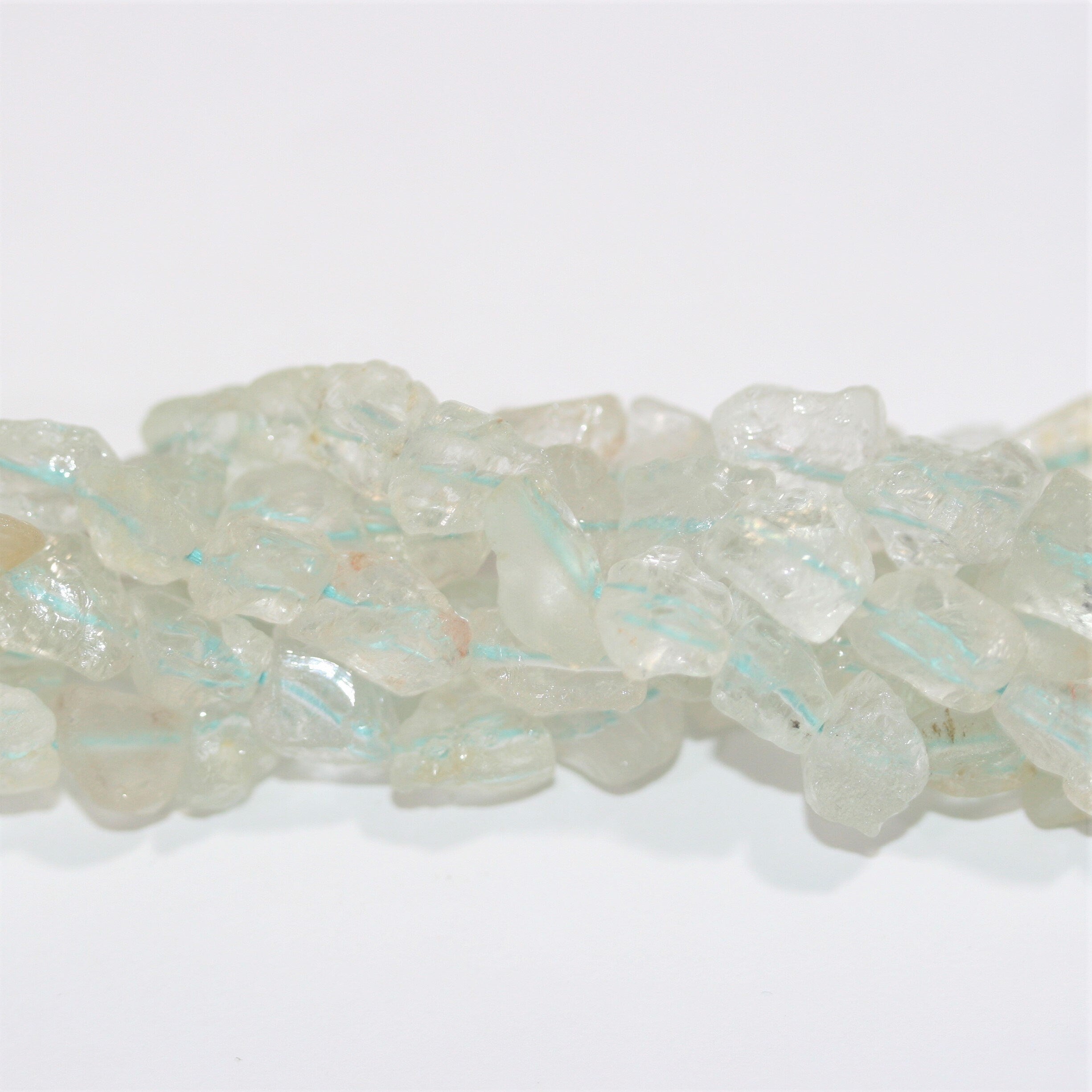 10" St Aquamarine Unpolish Nugget Beads 7-8mm. Approx.-Strand 25cm.