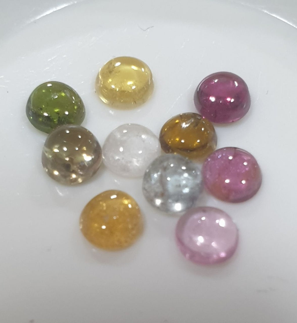 Tourmaline Lot Round Cabochons 3.5mm.-(10pcs)  -Gemstone Parcels-Loose Stones Wholesale Price