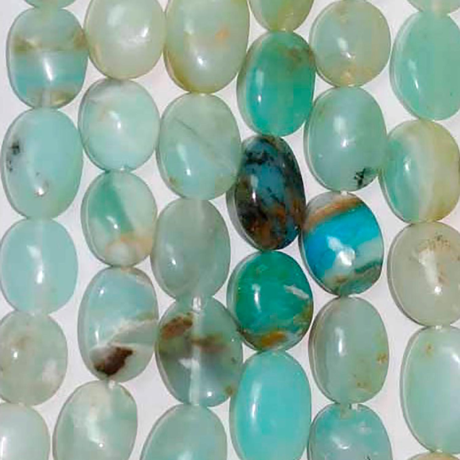 Perles ovales lisses en opale péruvienne St, 8 x 12 mm, environ 40 cm (16 pouces). Longueur du fil : 37 cm.