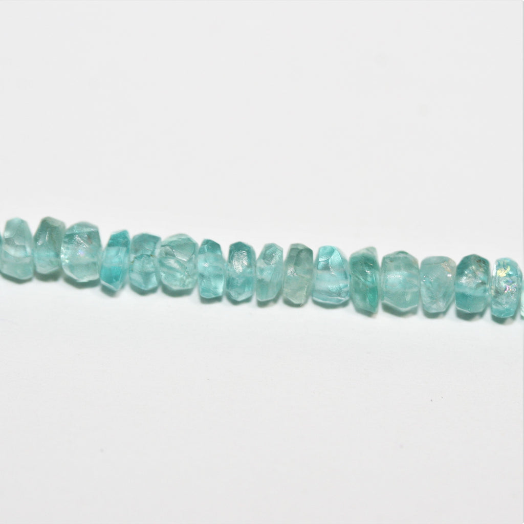 14" St Greenish blue Apatite Faceted Rondelle Beads 4x3mm.-Strand 37cm