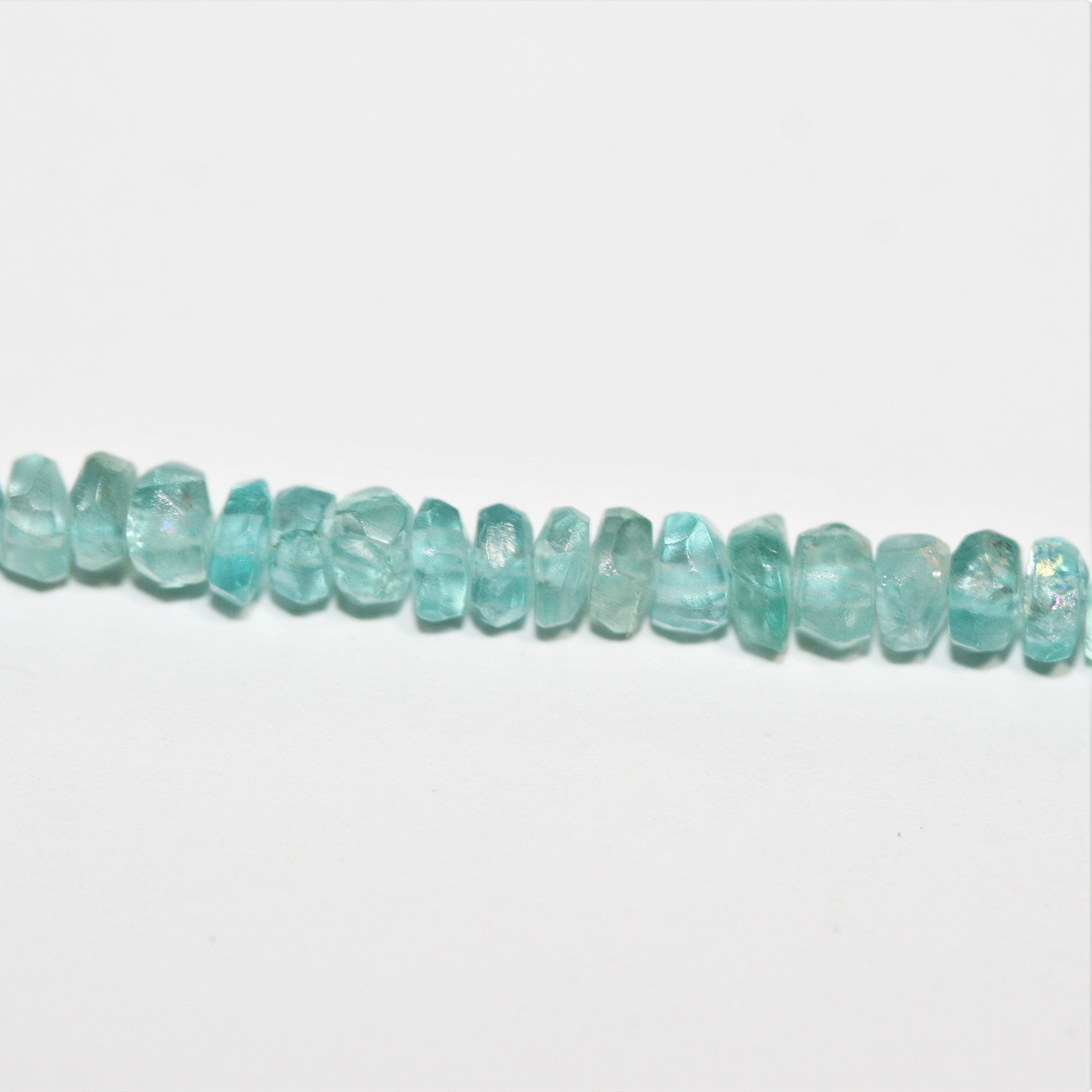 14" St Greenish blue Apatite Faceted Rondelle Beads 4x3mm.-Strand 37cm