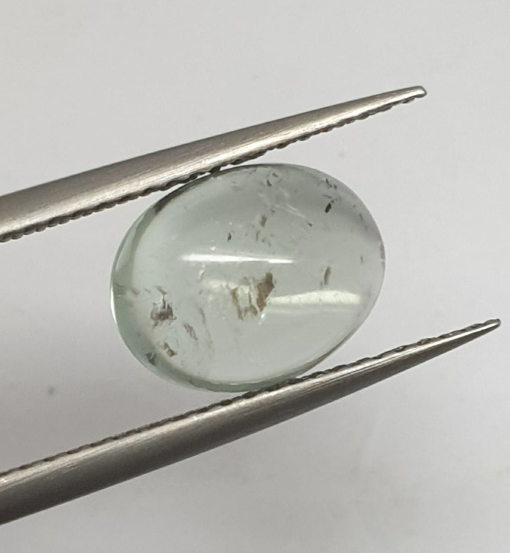 Light Blue Tourmaline Oval  Cabochon9.8x7.8mm.(3ct.).Tourmaline- Natural Tourmaline