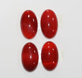Lote de 4 cabujones ovalados lisos de ágata roja de 20 x 12 mm.