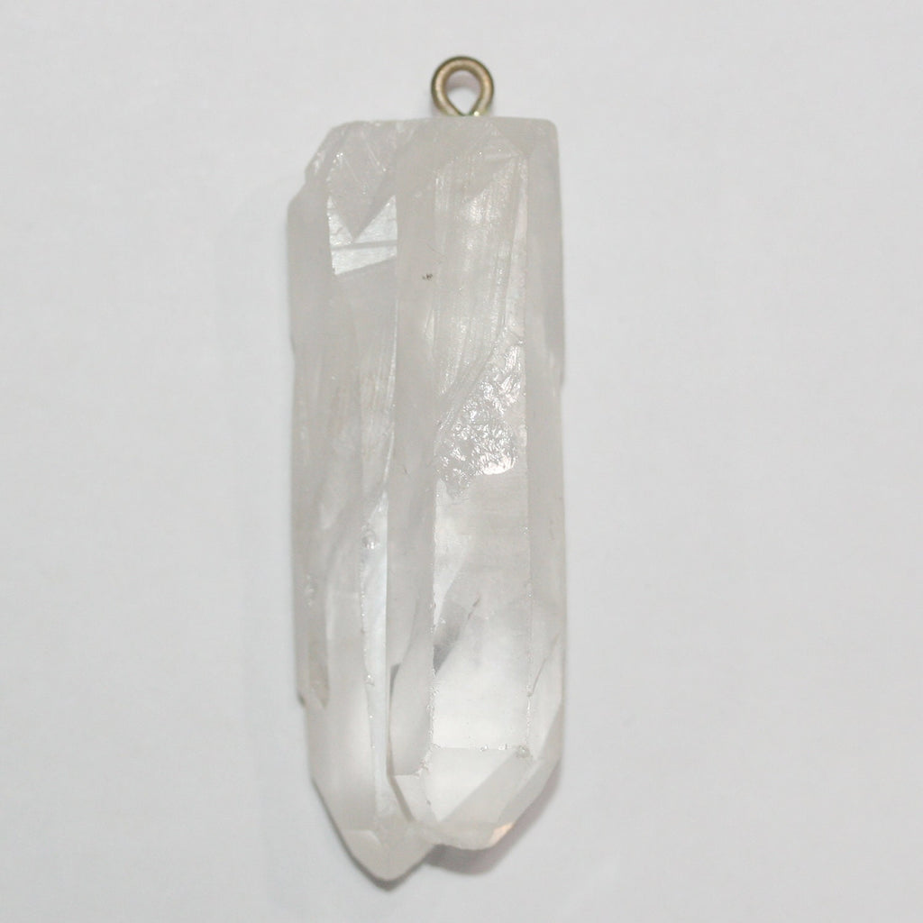 Colgante de cuarzo cristal de roca sin pulir con forma de barra irregular facetada, 55 x 18 mm aprox.