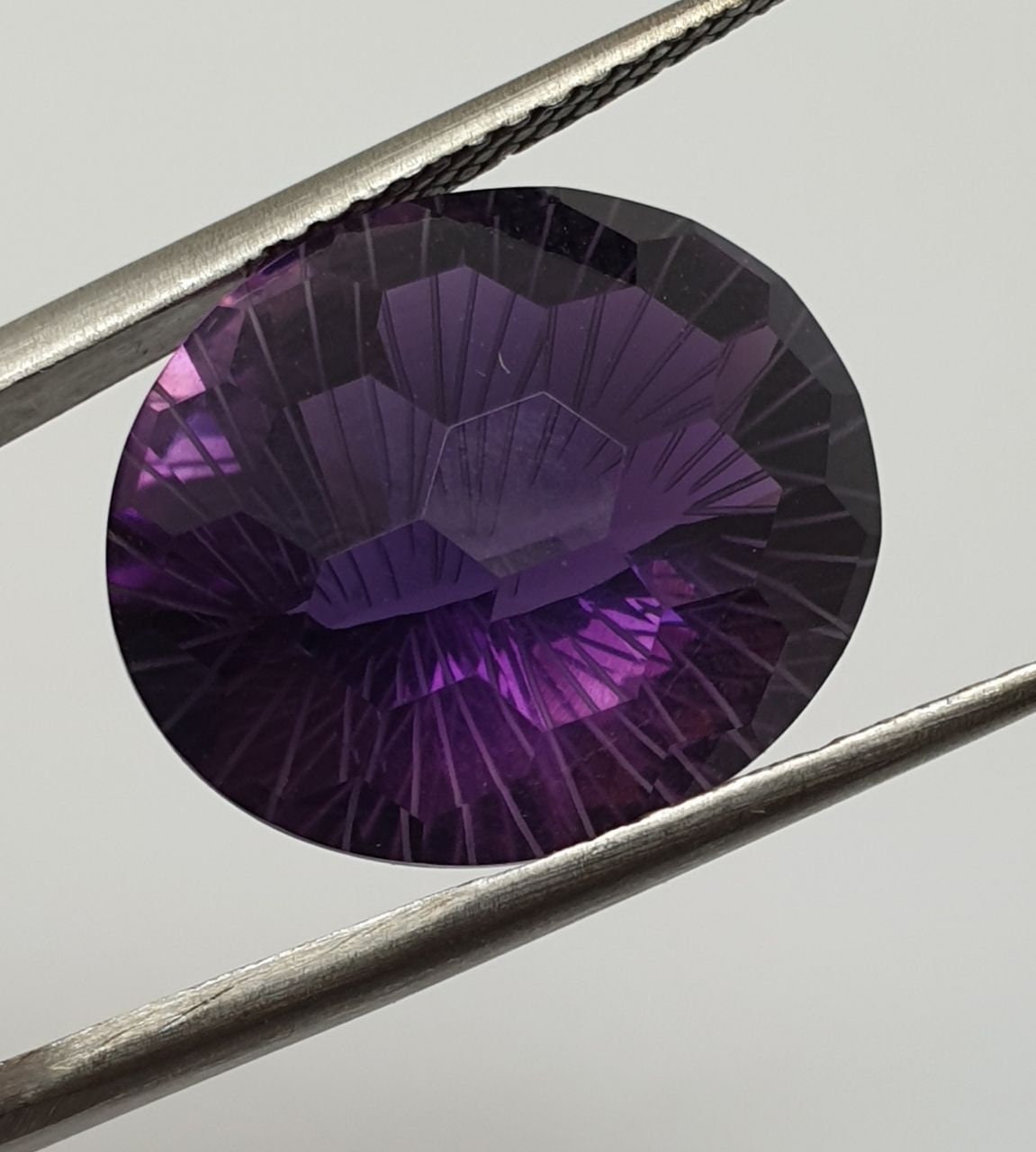 AAA One Of A kind Carved African Amethyst Oval   Stone Unique Carving 17.6x15mm 14.16ct Really Fancy Shape