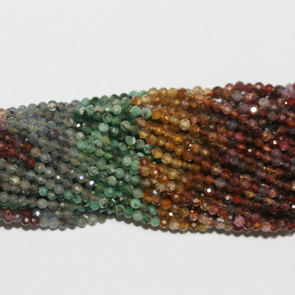 15" St Perles rondes à facettes en pierre multiple 2,5 mm.-Rig 39 cm.