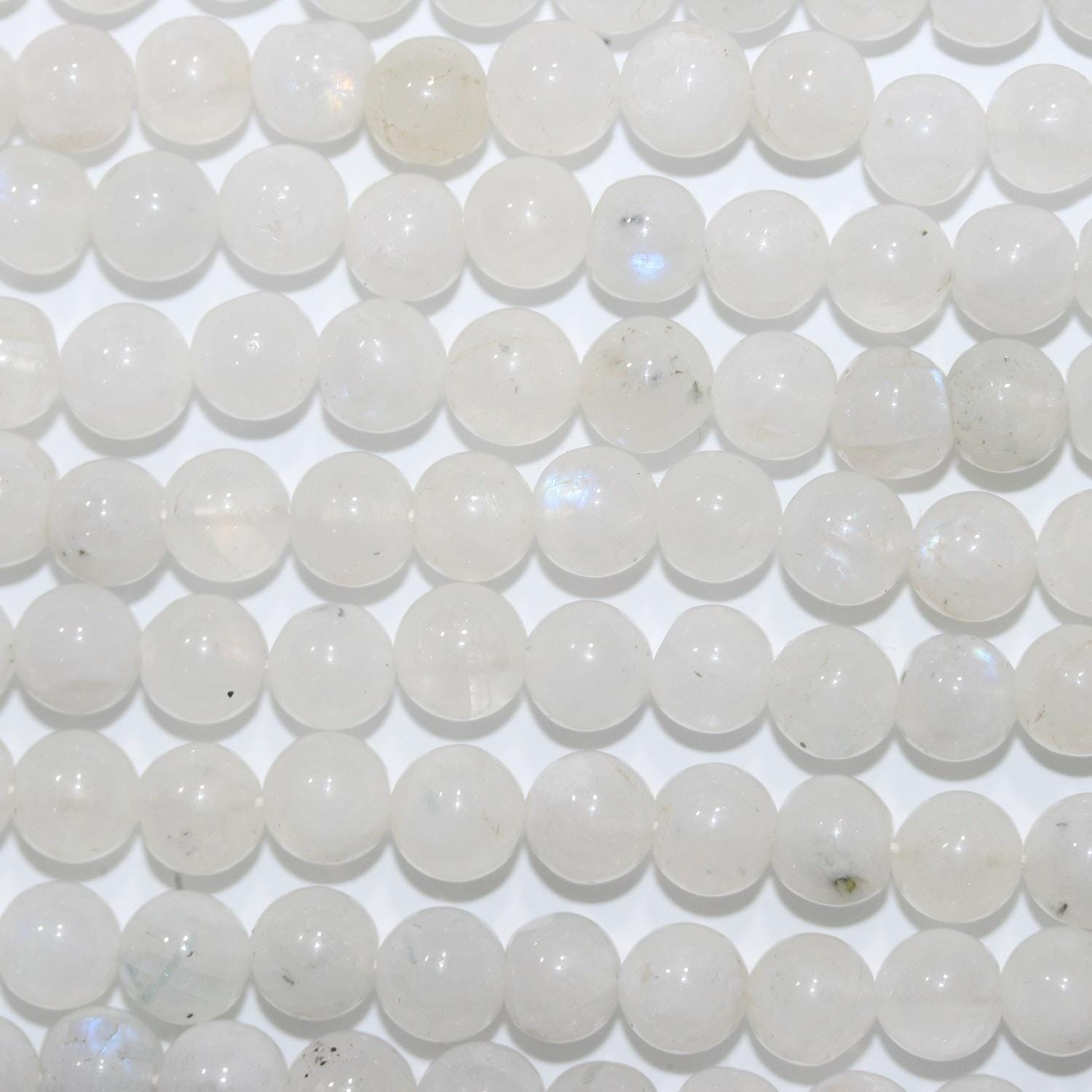 14" St Moonstone Smooth Round Beads 6.5-7mm -Strand 36cm.