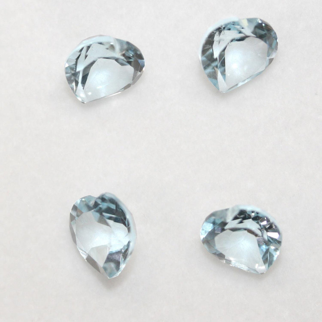 Lote de 4 piezas de topacio cielo con forma de corazón facetado de 8 mm (4 piezas)