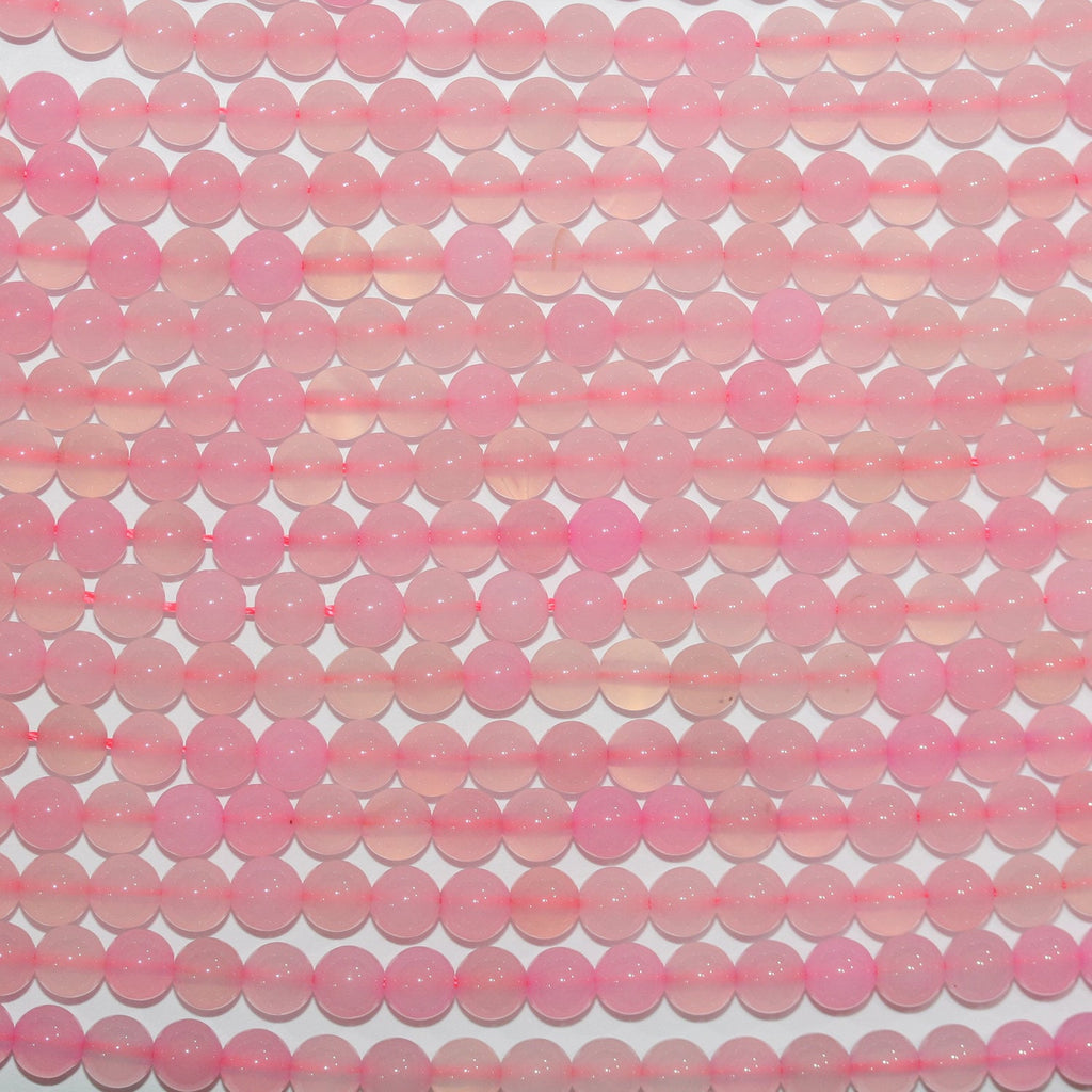 Perles rondes lisses en calchédoine rose St, 8 mm, 15 pouces (39 cm).