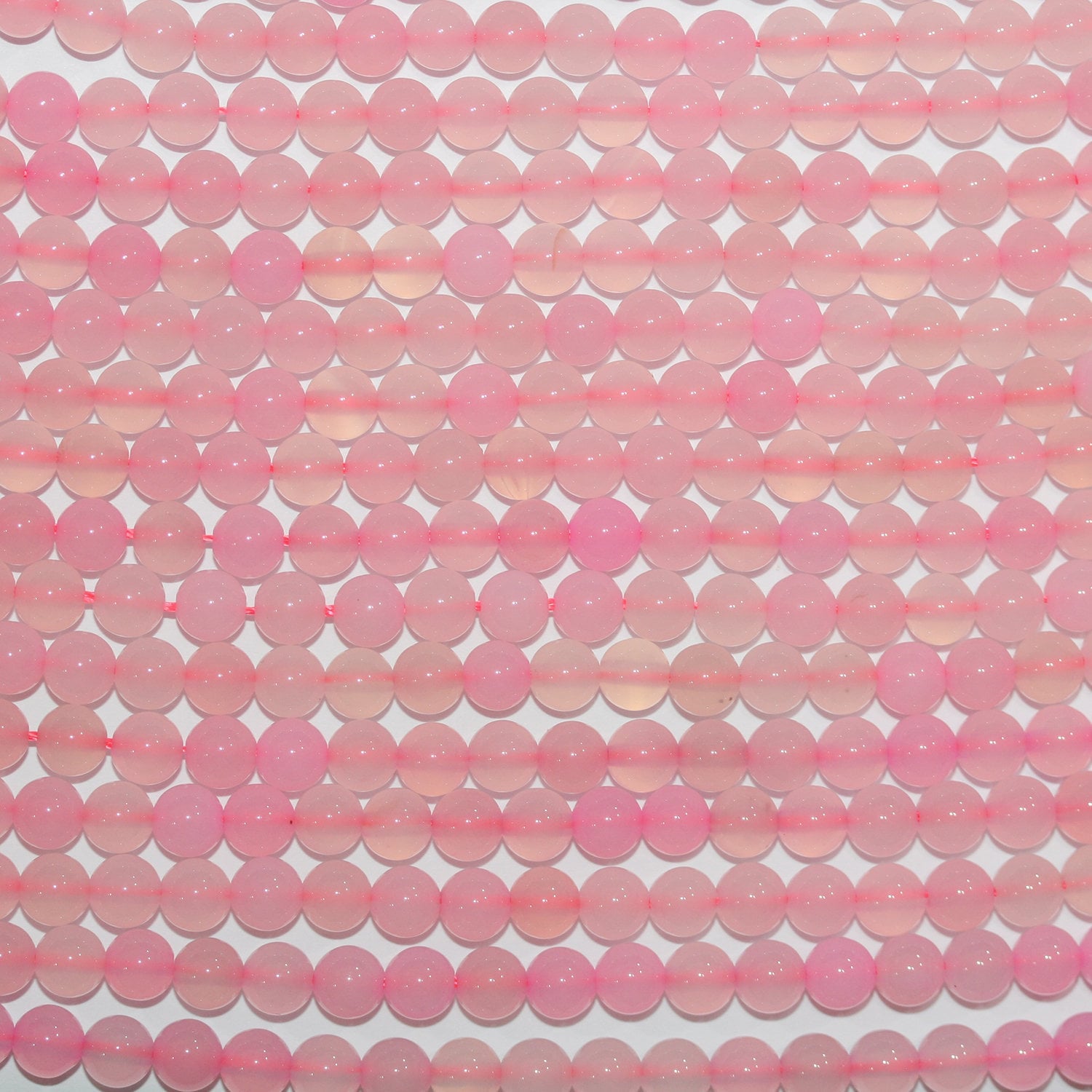 Perles rondes lisses en calchédoine rose St, 8 mm, 15 pouces (39 cm).