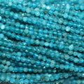 15" St Perles rondes à facettes en apatite bleue 2 mm.-Rig 39 cm.