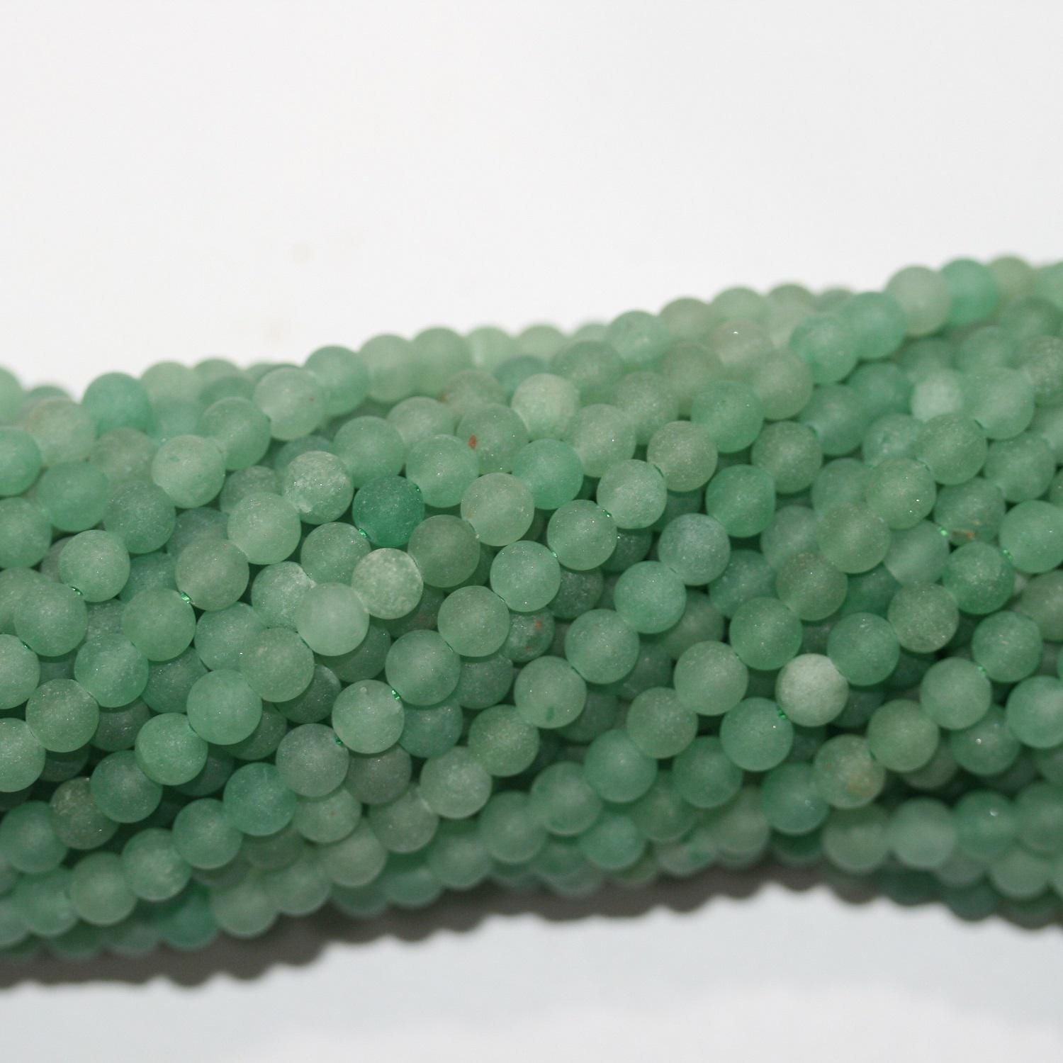 Cuentas redondas lisas de aventurina santa de 16" con acabado mate de 4,5-5 mm - Hilo de 40 cm.