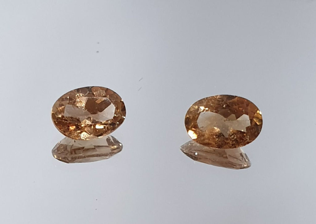 1 Matching Pair Champagne   Topaz Faceted Oval 7x5mm.-Natural Gemstones- Brazil