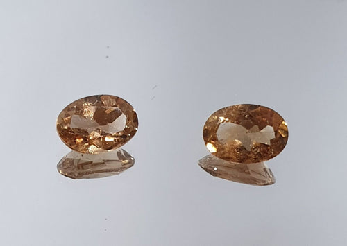 1 Matching Pair Champagne   Topaz Faceted Oval 7x5mm.-Natural Gemstones- Brazil