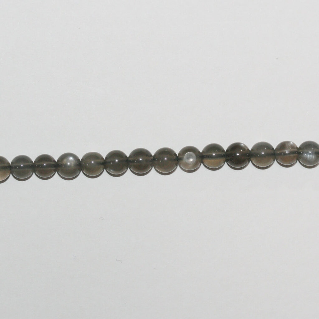 Cuentas redondas lisas de piedra lunar gris St. de 16", 5-5,5 mm, hilo de 40 cm.