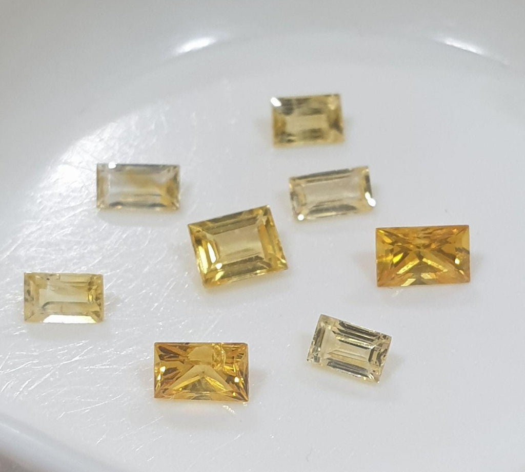 Lote de 8 zafiros amarillos facetados de 3-4 mm. - Paquetes de piedras preciosas - Piedras sueltas al por mayor - Gemas naturales