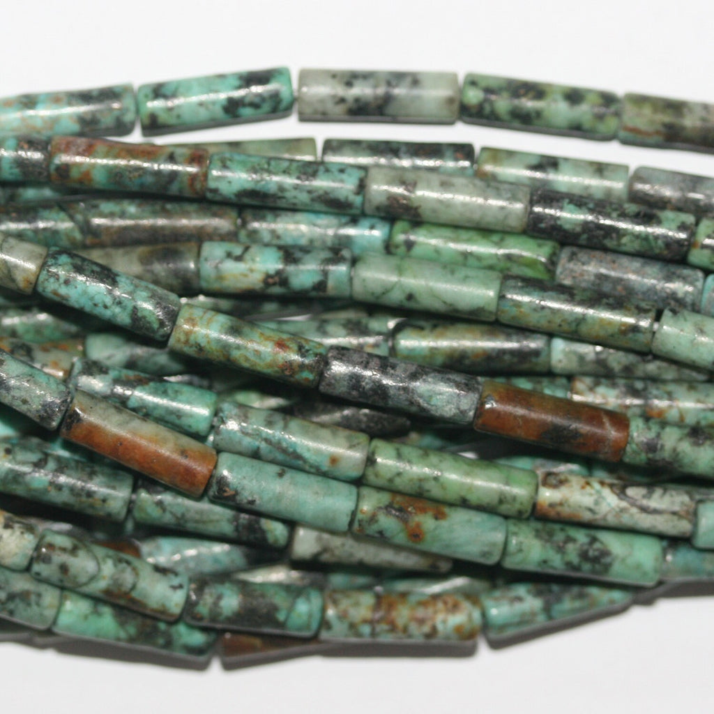 Perles tubulaires lisses en turquoise africaine St 15" 13x4mm.-Rig 39cm.