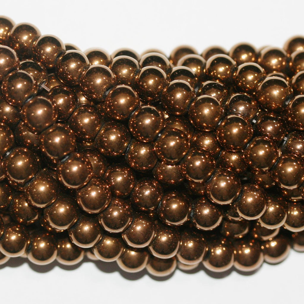 Perles rondes en hématite St Brown de 16 pouces, 8 mm, brin de 40 cm.