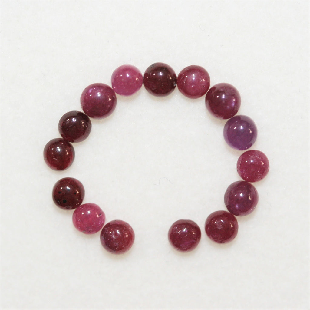 Ruby Smooth Round Cabochons Lot 3mm.- 15 Pieces