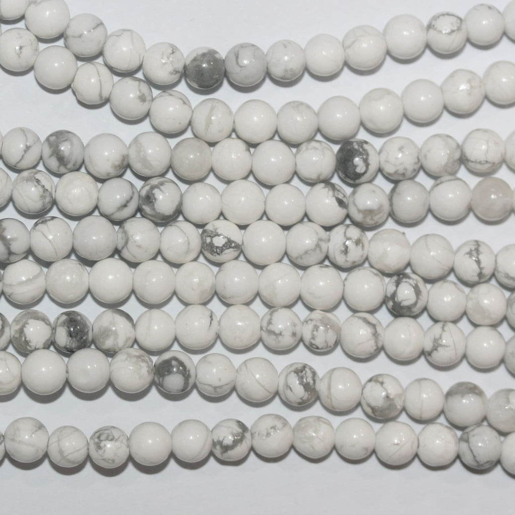 Perles rondes lisses en howlite blanche, 4 mm, 15 pouces (38 cm) de long, 39 cm de longueur.