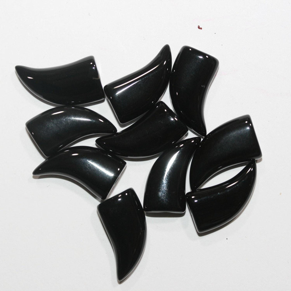 10Pcs Lot Onyx Half Drilled Smooth Tusk 16x9mm. (5 Pair).- Item.14849