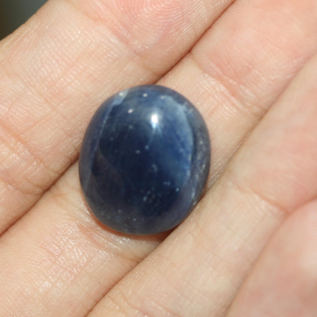 Saphir bleu naturel non traité, cabochon de grande taille (18,5 x 15,3 mm, 20,13 ct) - Pierre précieuse naturelle non traitée - Fournisseur de bijoux - Top Blue