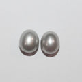 1 Pair Gray  Freshwater  Oval Top Luster Half Drilled Pearl  8-9mm.-Approx.  Oval Natural  Pearl-Price Per 1 Pair- Pearl Earring