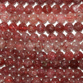 Perles rondes lisses en quartz St Cherry, 6 mm, 15 pouces (38 cm) - Fil de 39 cm