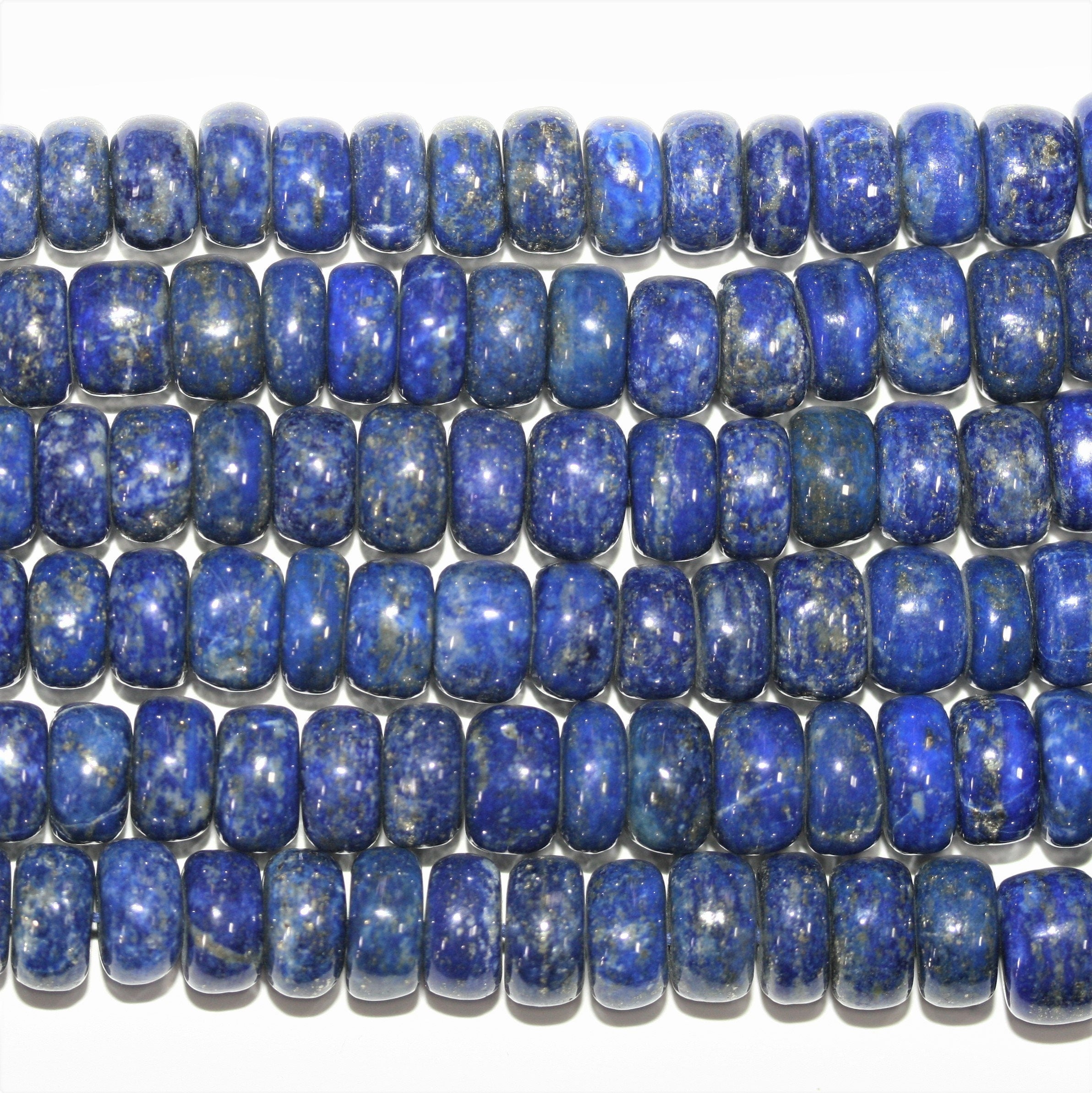 Cuentas redondas lisas graduadas de lapislázuli de 17", 8 x 4-12 x 7 mm, hilo de 42 cm.