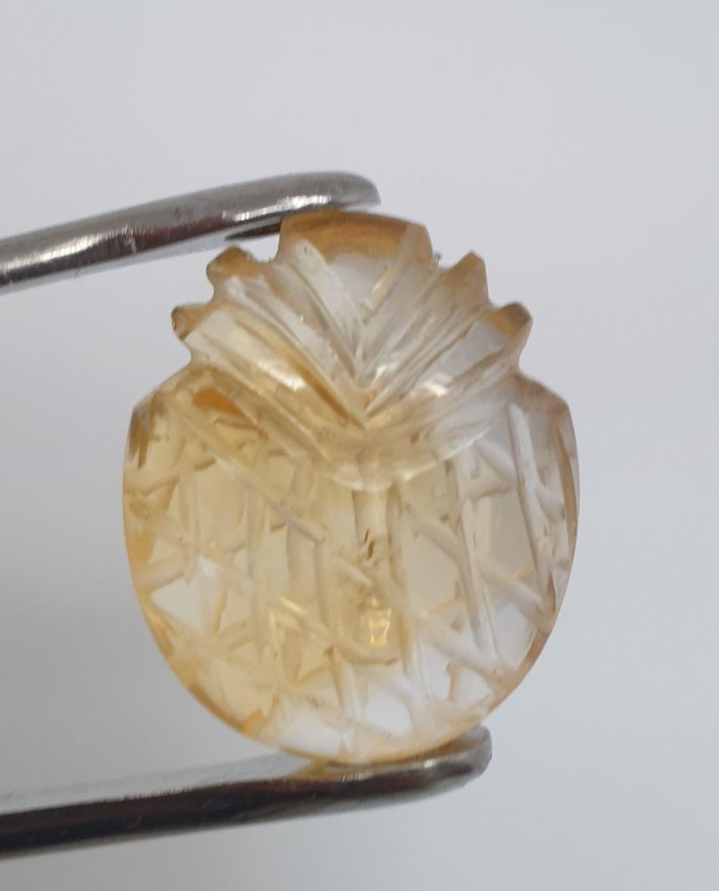 Citrine Pineapple 20x16.7mm. (19.61cts.) Carved Gemstone - Fruit  Gem Citrine -One Of A kind