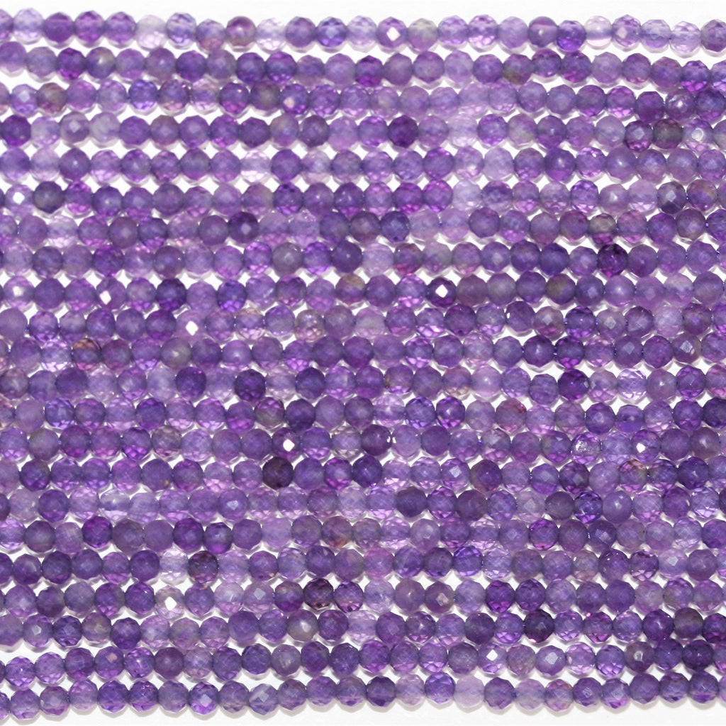 Cuentas redondas facetadas de amatista Santa de 16", 2-2,5 mm, hilo de 40 cm.