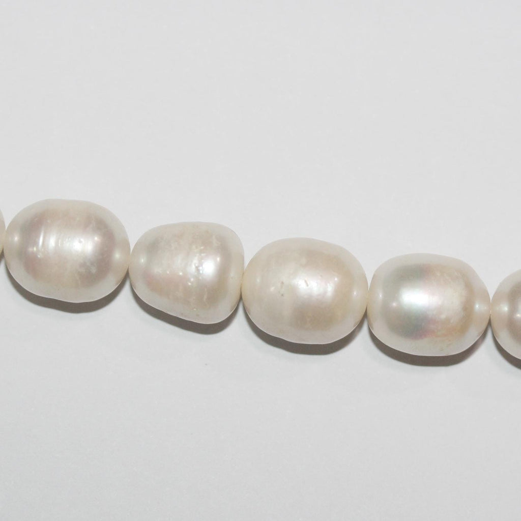 Perles ovales d'eau douce de 15 pouces (12-13 mm) - Collier de 39 cm - Perles naturelles - Prix de gros