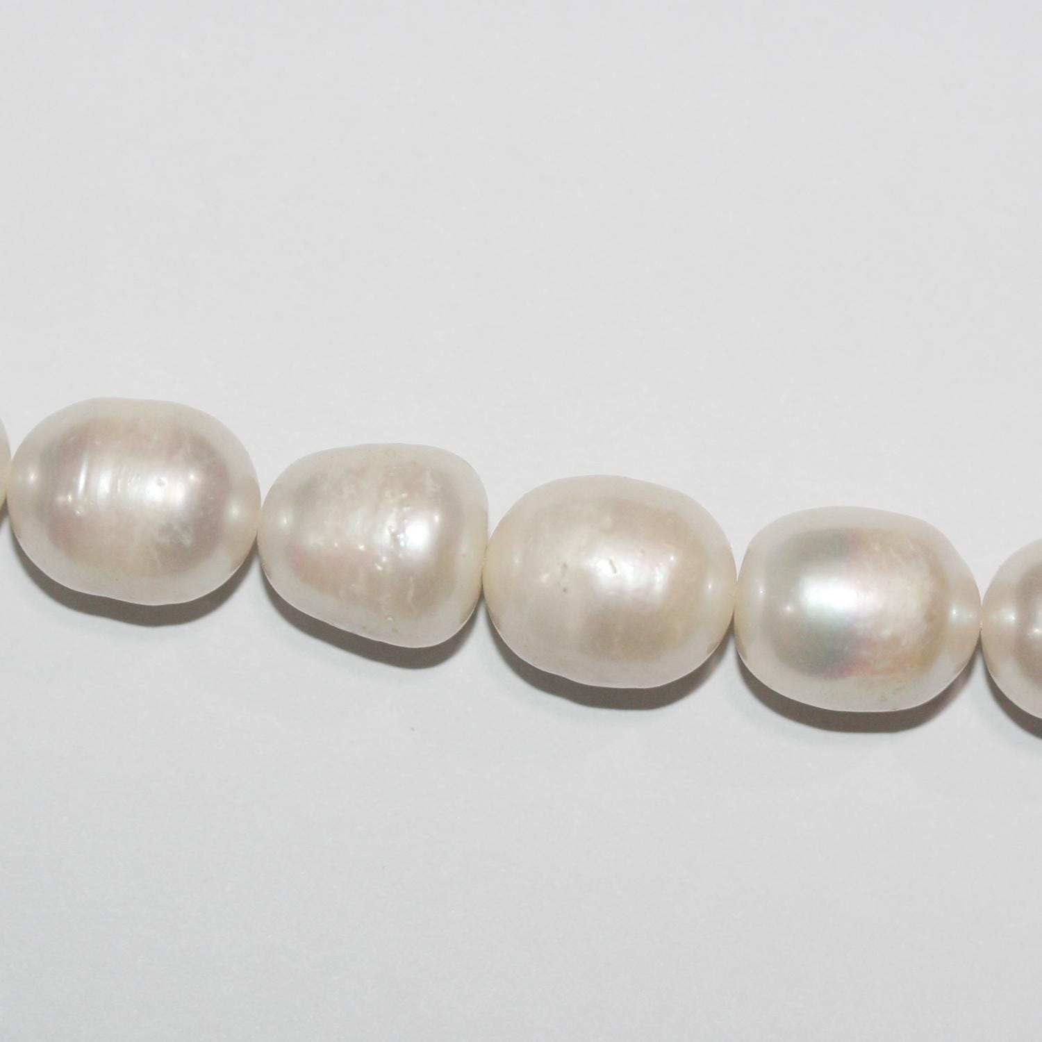 Perles ovales d'eau douce de 15 pouces (12-13 mm) - Collier de 39 cm - Perles naturelles - Prix de gros