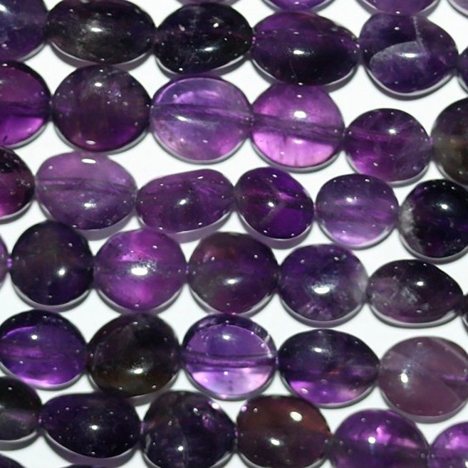 Cuentas de pepitas lisas de amatista Santa de 16", 9-10 mm, hilo de 40 cm.