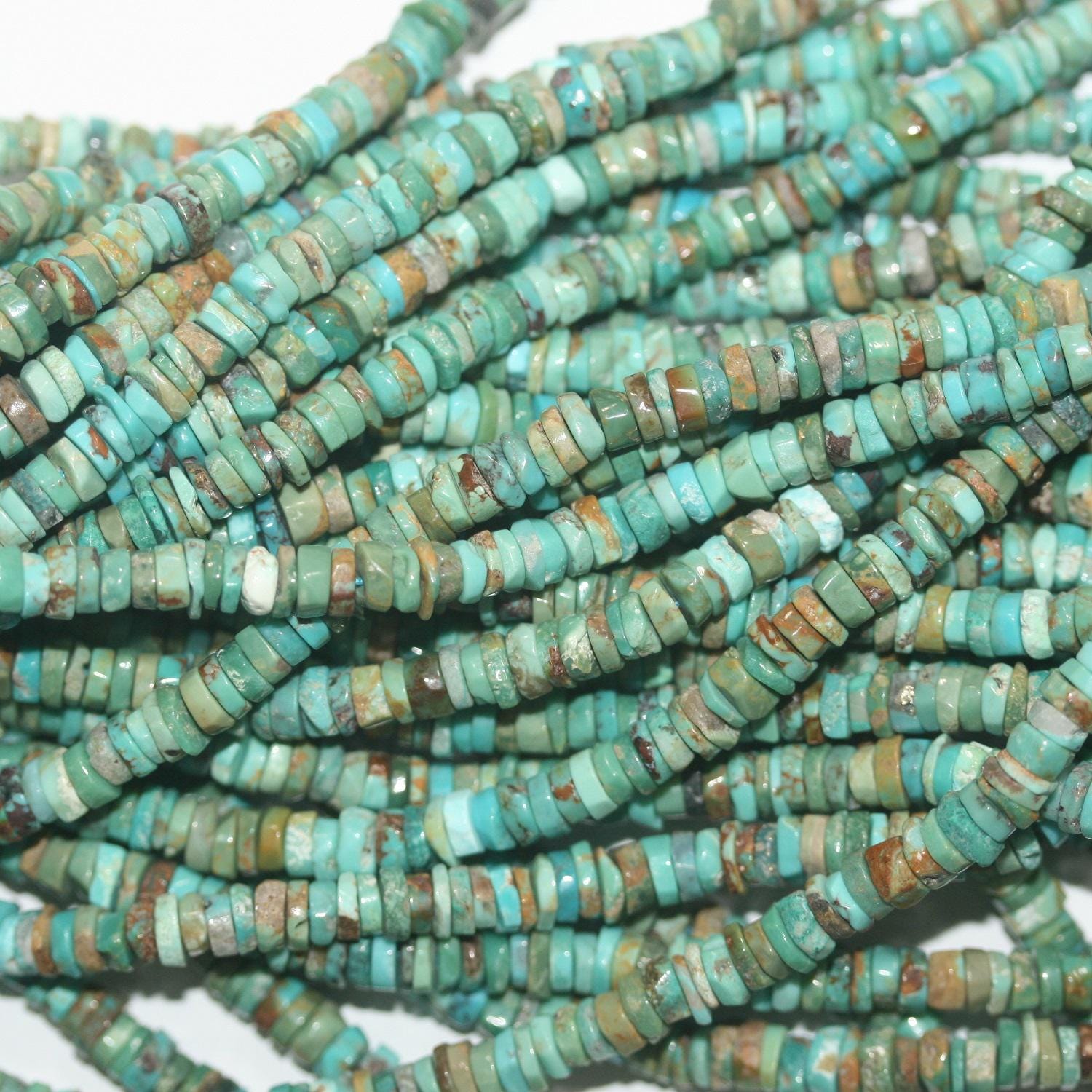 Cuentas facetadas de turquesa de 40 cm (16"), 4,5 x 1,5 mm. Aprox. - Hilo de 40 cm. - Artículo 14944