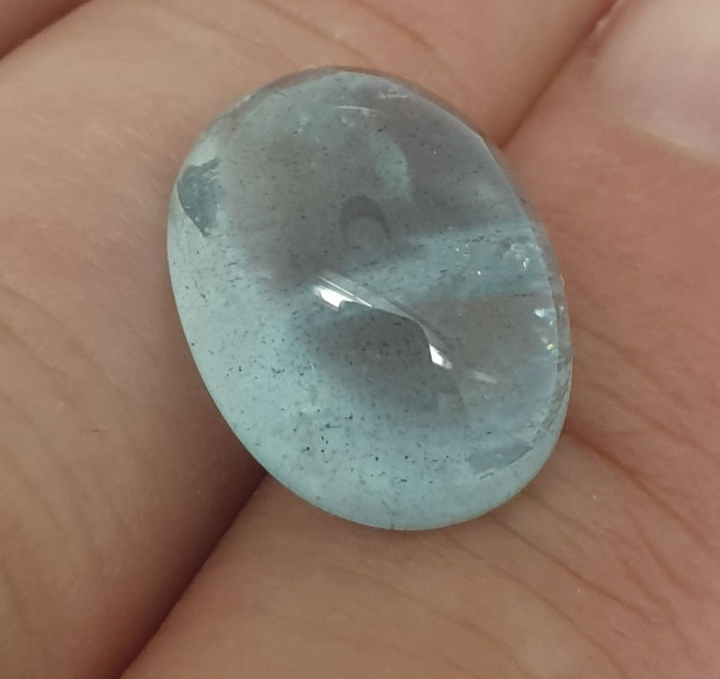 Natural AAA Aquamarine Gemstone Oval Cabochon 16.2x12.2mm. 11 Cts.