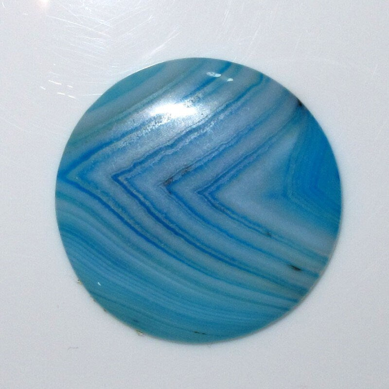 1 Pair Striped Blue Agate Round Flat Cabochon 30 mm- 2 pcs
