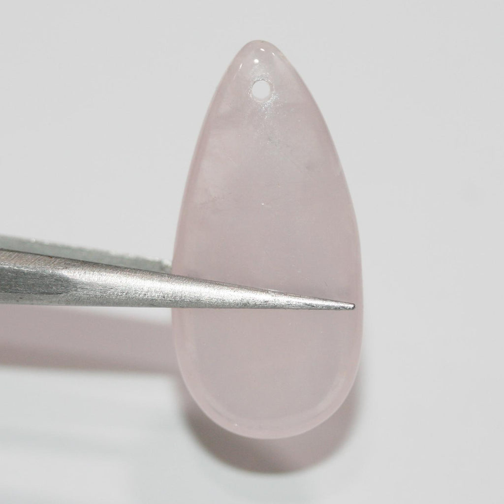 Pendentif goutte lisse en quartz rose 33x16mm.( 1 paire )