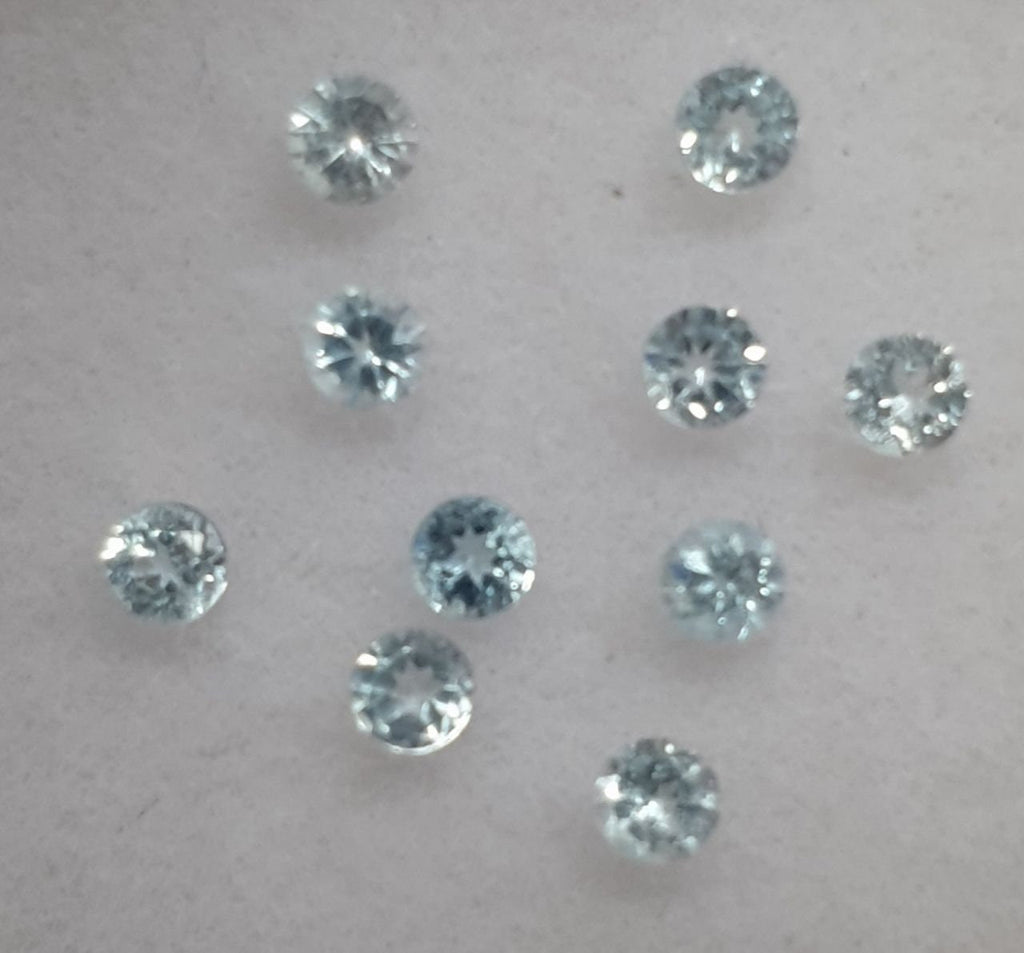 10 Pcs Lot Sky Blue Topaz Lot Faceted Round 2mm.-(10Pcs) -Gemstone Parcels-Loose Stones Wholesale Price
